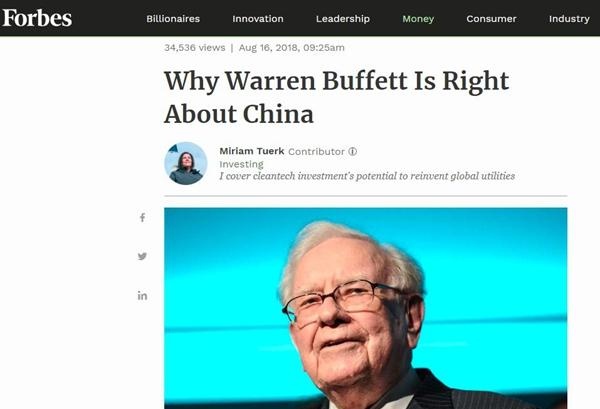 美媒：为什么巴菲特看准了中国